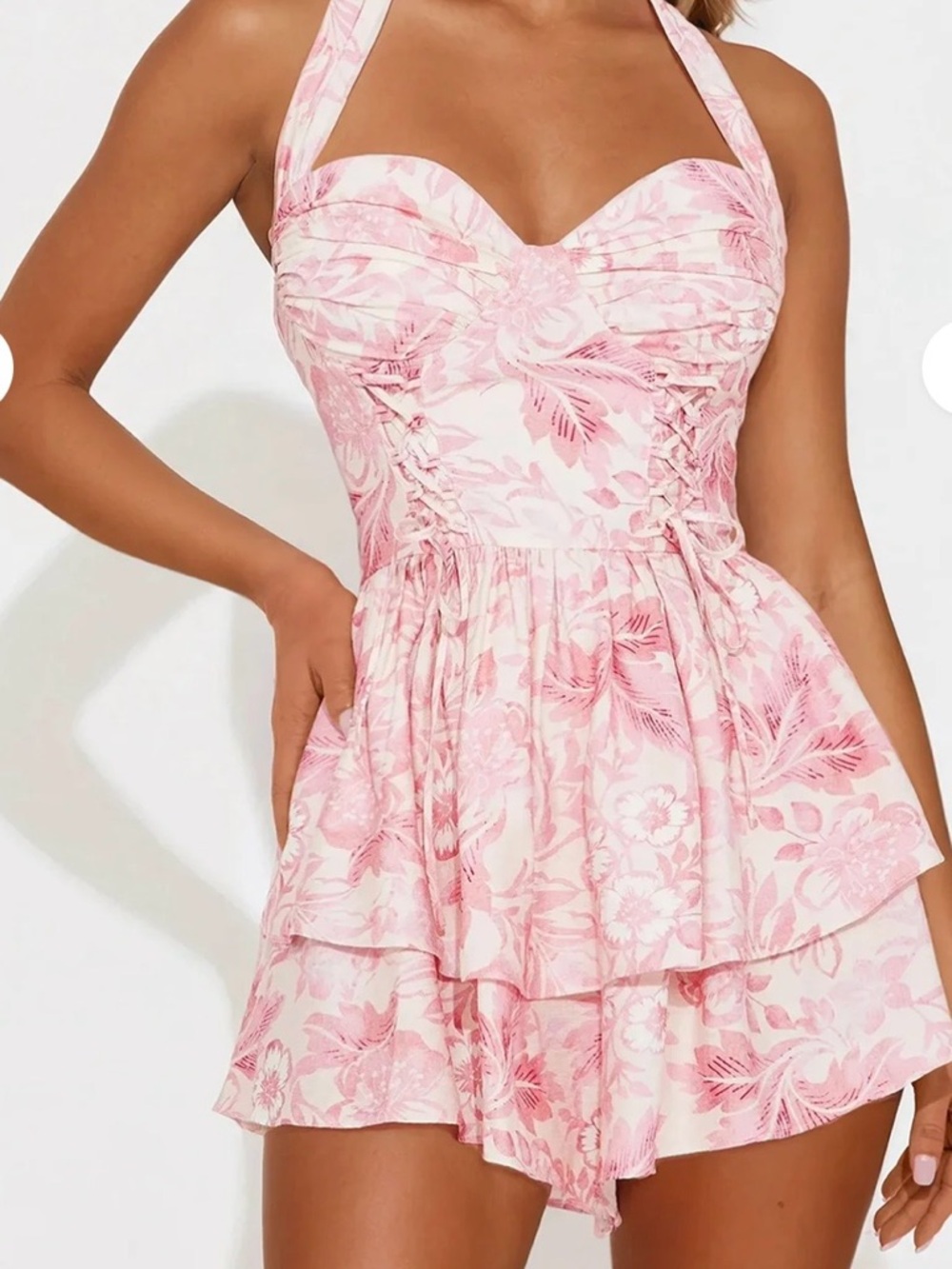 Light pink flower romper - Soft Blush Interior